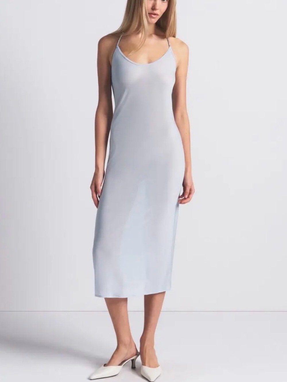 Skims Rhinestone Knit Tie Halter Midi Slip Dress